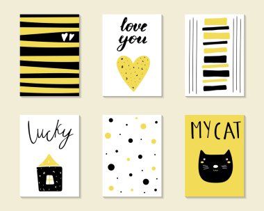 Şirin el çizilmiş doodle doğum günü, parti, Bebek Kartlar Duş