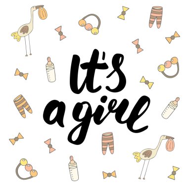 Şirin elle çizilmiş doodle bebek duş kapak, kart