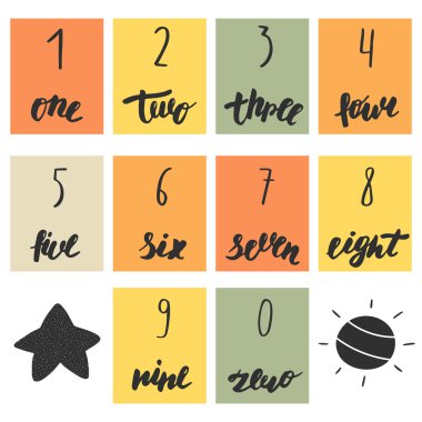Elle çizilmiş şirin doodle matematik numaraları