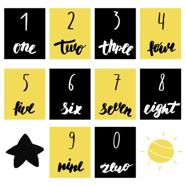 Elle çizilmiş şirin doodle matematik numaraları 