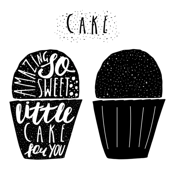 Hand drawn black cakes logo — Stock Vector