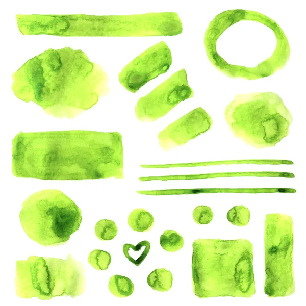 Taches aquarelle de style grunge vert — Image vectorielle