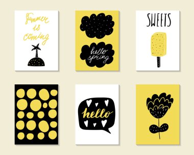 Şirin el çizilmiş doodle doğum günü, parti, Bebek Kartlar Duş