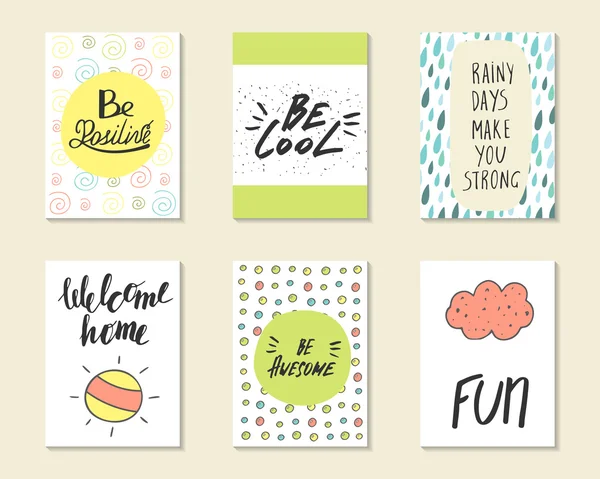 Şirin elle çizilmiş doodle kartpostallar, kartları