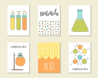 Şirin elle çizilmiş doodle kartpostallar, kartlar, kapsar 