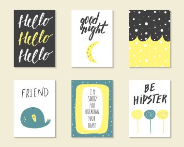 Şirin el çizilmiş doodle doğum günü, parti, Bebek Kartlar Duş