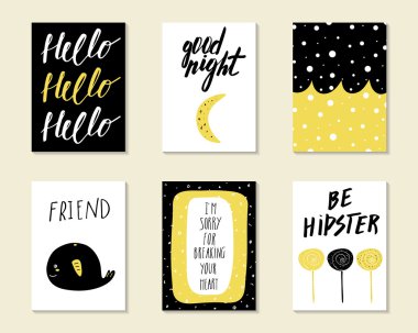 Şirin el çizilmiş doodle doğum günü, parti, Bebek Kartlar Duş