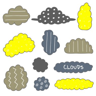 Şirin elle çizilmiş doodle bulutlar 