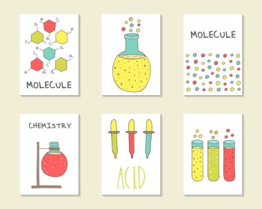 Şirin elle çizilmiş doodle kartpostallar, kartlar, kapsar 