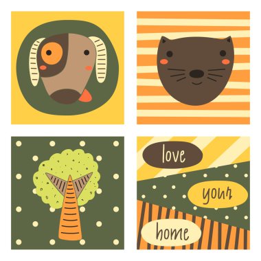 Şirin el çizilmiş doodle kartı