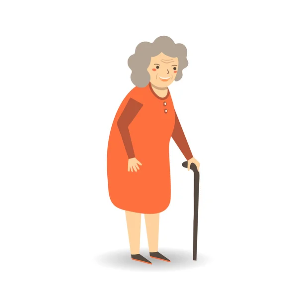 Cute flat style old lady — Stock Vector