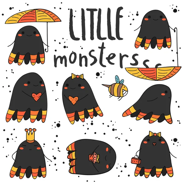 Niedliche handgezeichnete Doodle-Monster — Stockvektor