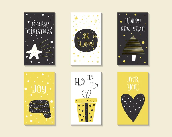 Lindo dibujado a mano garabato tarjetas de Navidad — Vector de stock