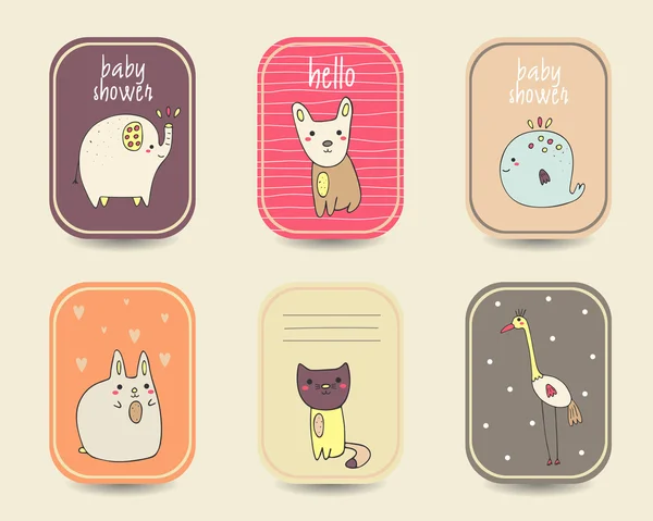 Şirin elle çizilmiş doodle kartları