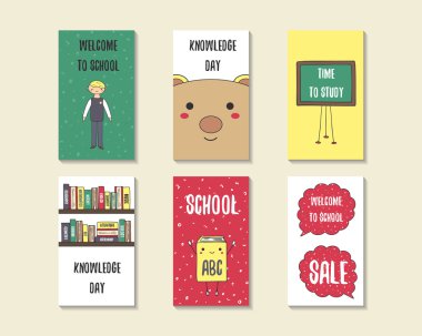 Geri okul kartları için şirin doodle