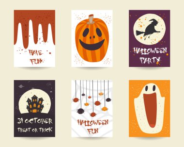 Şirin elle çizilmiş doodle Cadılar Bayramı nesneleri koleksiyonu