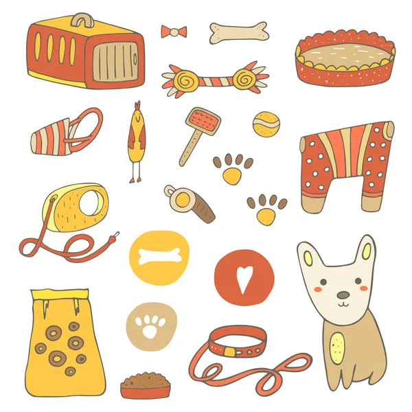 Lindo dibujado a mano doodle perro cosas — Vector de stock