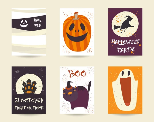 Colección de objetos de Halloween garabato dibujado a mano lindo — Vector de stock