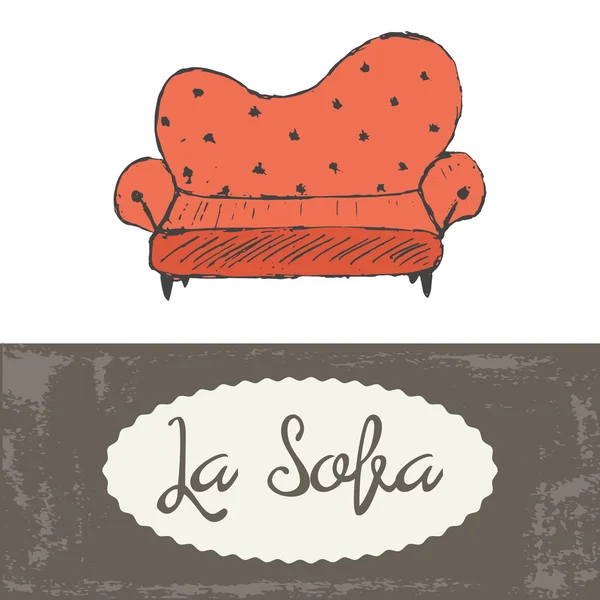 Handgezeichnete Skizze Sofa-Karte — Stockvektor