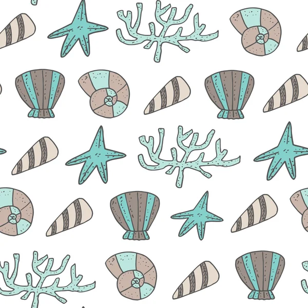 Söta doodle havet seamless mönster — Stock vektor