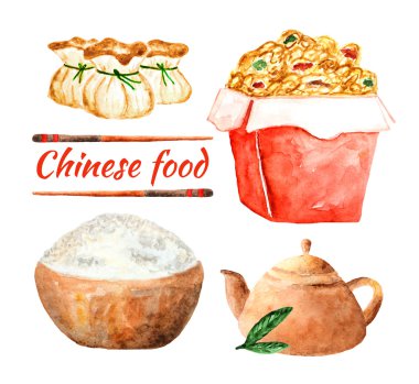 Watercolor chinese food collection