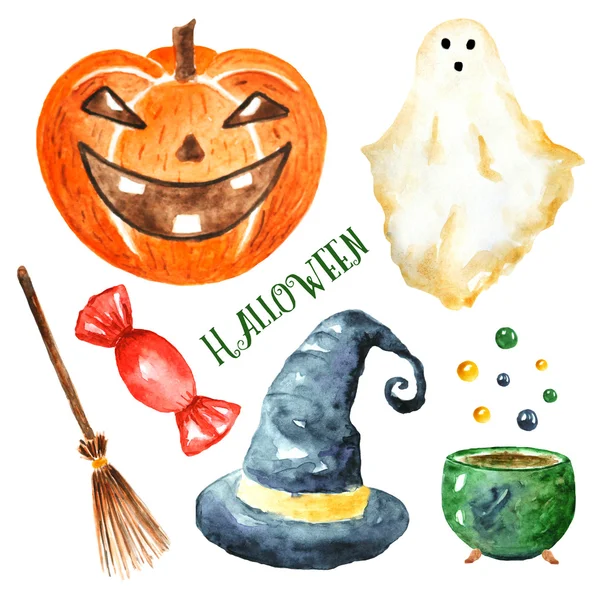 Watercolor Halloween objects collection — Φωτογραφία Αρχείου