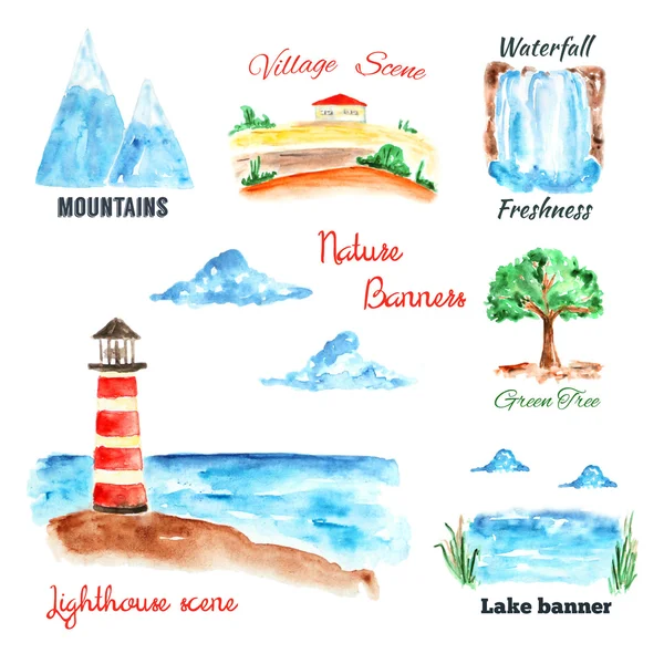 Watercolor nature banners