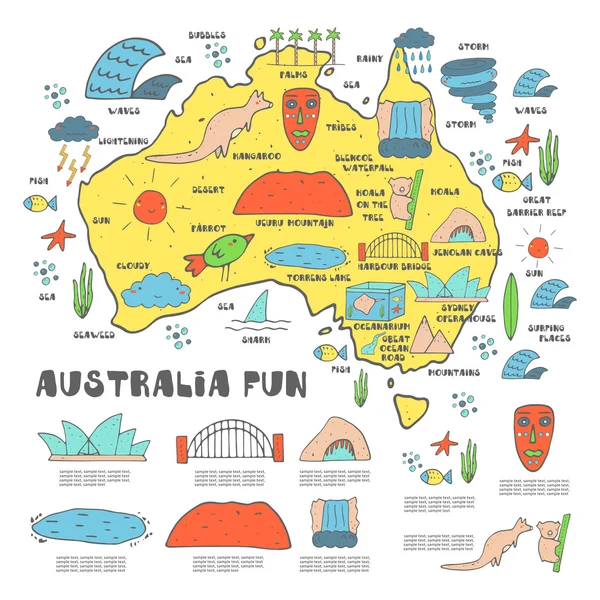 Hand drawn doodle Australia trip infographic — ストックベクタ