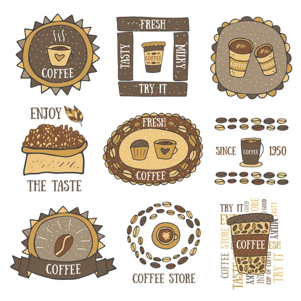 Cute hand drawn doodle coffee banners — Stock Vector