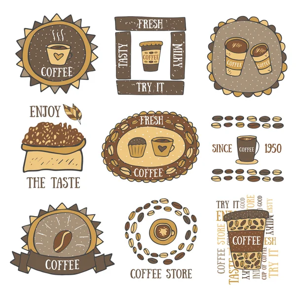 Cute hand drawn doodle coffee banners — 图库矢量图片