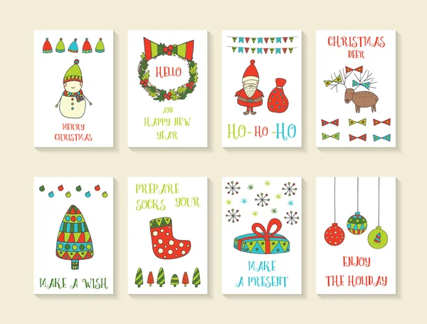 Niedliche Weihnachtskarten — Stockvektor