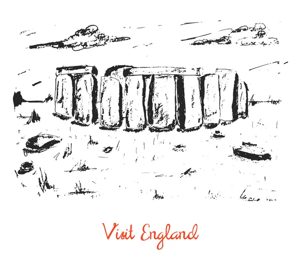 Hand drawn stonehenge sketch card — Stock vektor