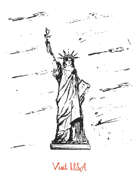 Hand drawn sketch statue of liberty. — Stock Vector