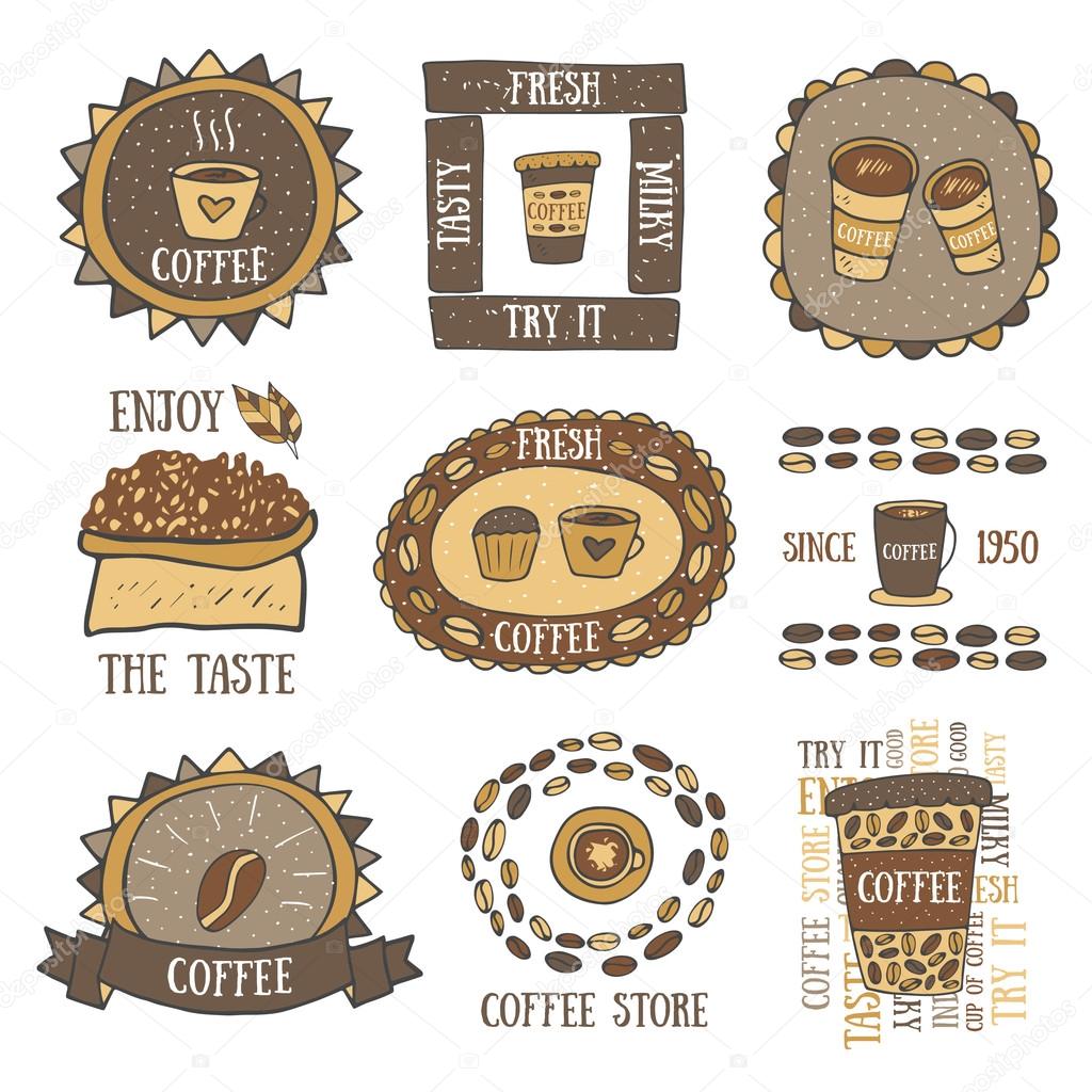 Cute hand drawn doodle coffee banners