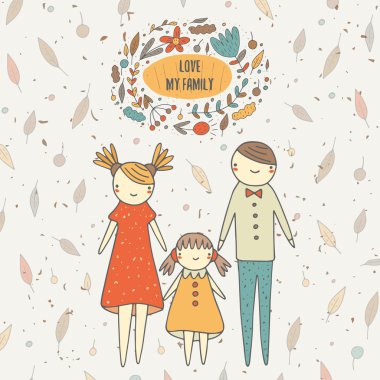 Şirin el çizilmiş doodle kartı