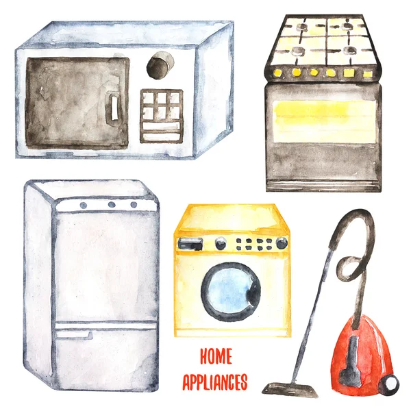 Watercolor hand drawn home appliances — Stock Photo, Image