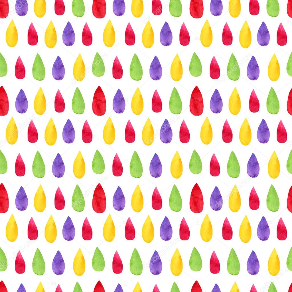 Watercolor hand drawn drops seamless pattern