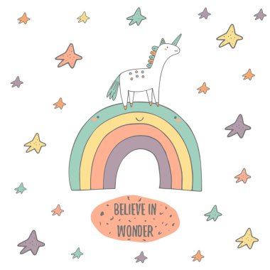 Şirin el çizilmiş doodle kartı