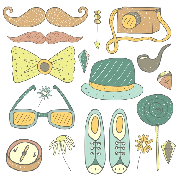 Hand drawn doodle hipster objects — Stock Vector