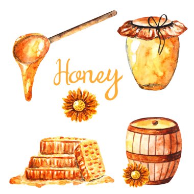 Honey icons, logos set