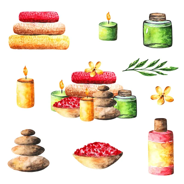 Watercolor spa salon objects