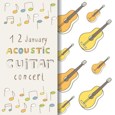 Acoustic guitars concert invitation card
