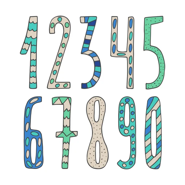 Kézzel rajzolt firka aranyos matematika számok — Stock Vector