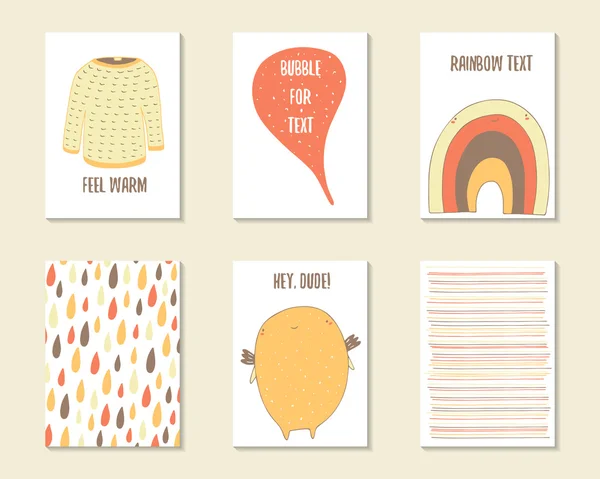 Χαριτωμένο doodle κάρτες. — Διανυσματικό Αρχείο