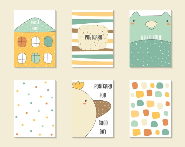 Mignonnes cartes doodle — Image vectorielle