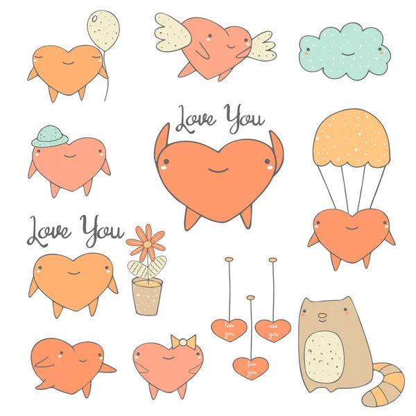 Cute hand drawn hearts — Stockvector