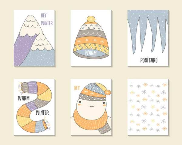 Cartes à thème mignon hiver — Image vectorielle