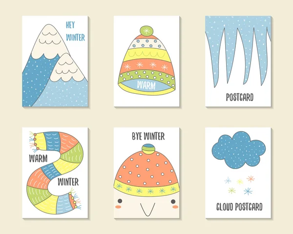 Cute winter theme cards — Stok Vektör