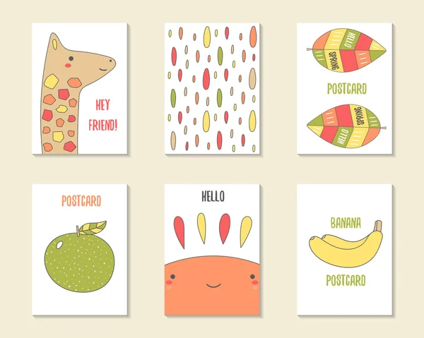 Cute postcards set — Stock Vector