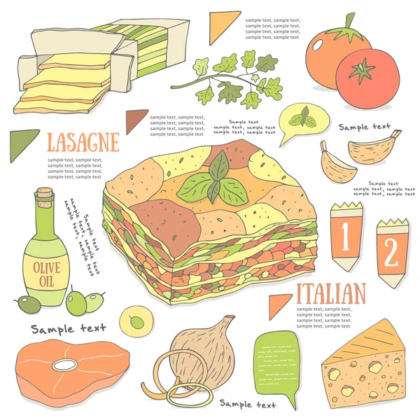 Háttér lasagne — Stock Vector